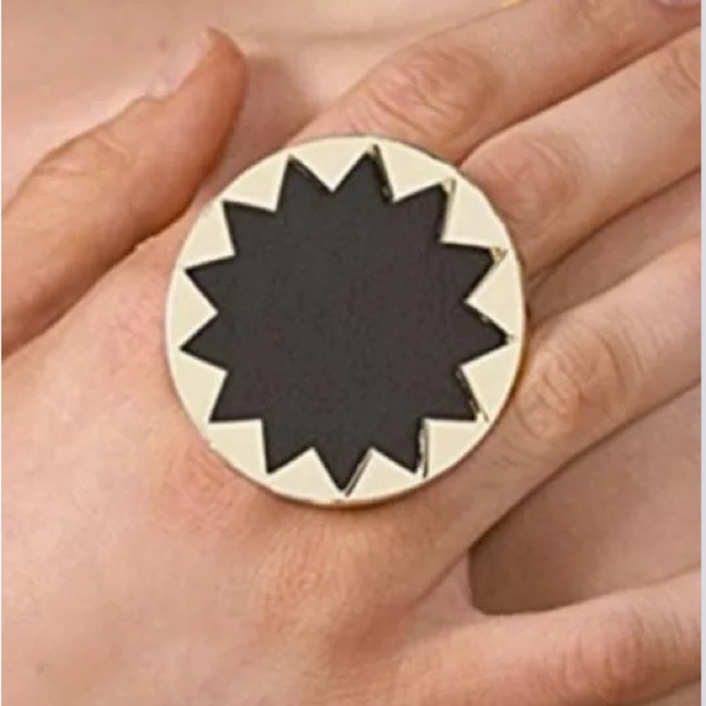 House of Harlow 1960 Black Leather Sunburst Ring